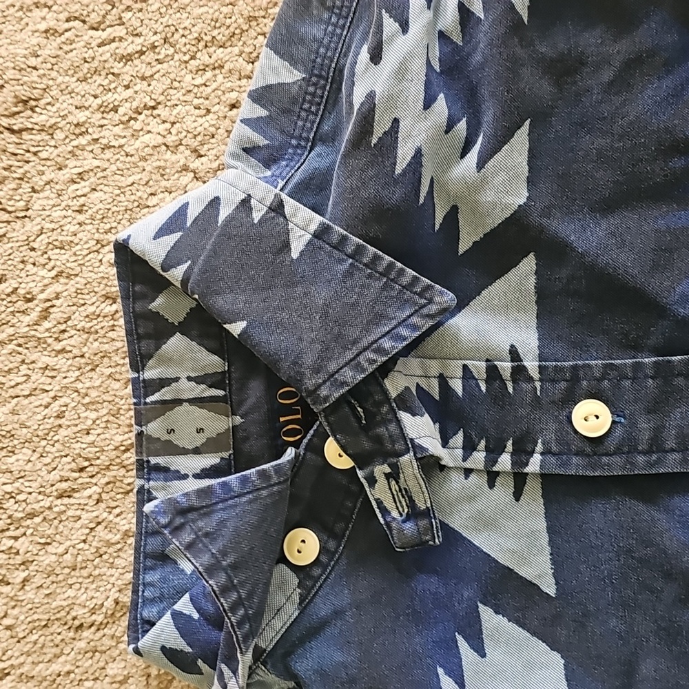 Ralph Lauren Navy Geometric Classic Fit Shirt - Picture 3 of 7